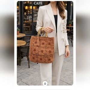 Handcrafted Crochet Tote Bag - Brown